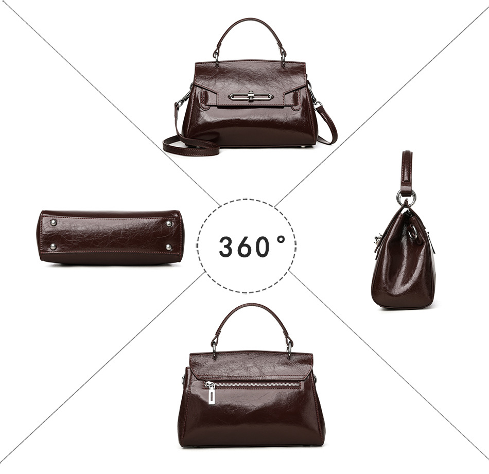 DEEPKEE original nubuck handmade full-grain genuine leather cowhide bag 真皮凱莉包女士高級輕奢單肩包通勤簡約手提女包 88-11 號