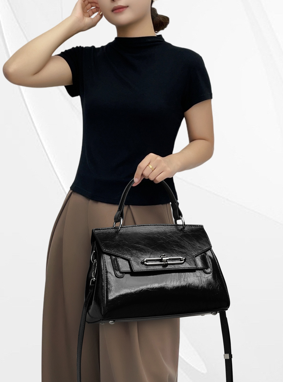 DEEPKEE original nubuck handmade full-grain genuine leather cowhide bag 真皮凱莉包女士高級輕奢單肩包通勤簡約手提女包 88-11 號