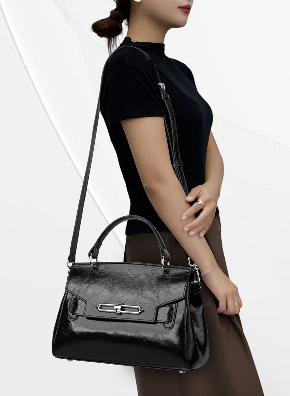 DEEPKEE original nubuck handmade full-grain genuine leather cowhide bag 真皮凱莉包女士高級輕奢單肩包通勤簡約手提女包 88-11 號