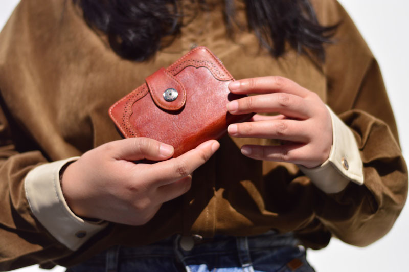 DEEPKEE original nubuck handmade full-grain genuine leather cowhide bag 復古女士短款錢包拉鍊真皮錢夾 8805 號