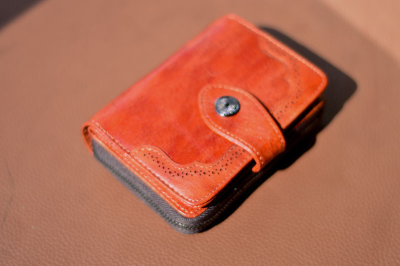 DEEPKEE original nubuck handmade full-grain genuine leather cowhide bag 復古女士短款錢包拉鍊真皮錢夾 8805 號