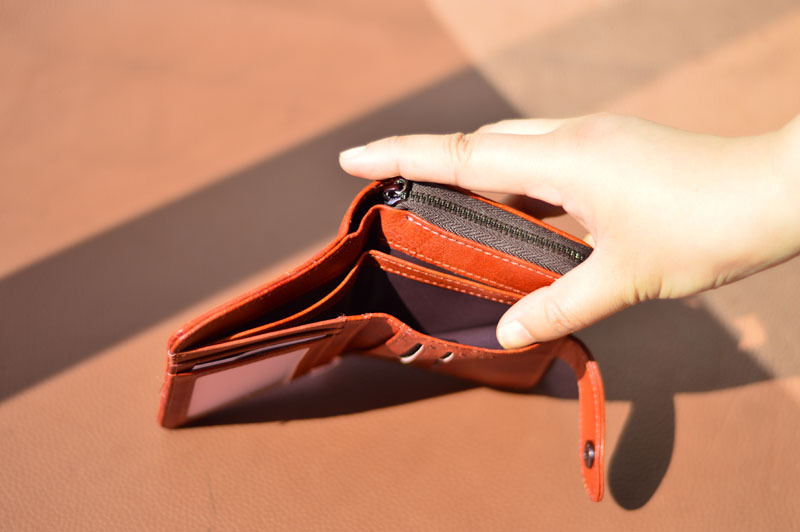 DEEPKEE original nubuck handmade full-grain genuine leather cowhide bag 復古女士短款錢包拉鍊真皮錢夾 8805 號