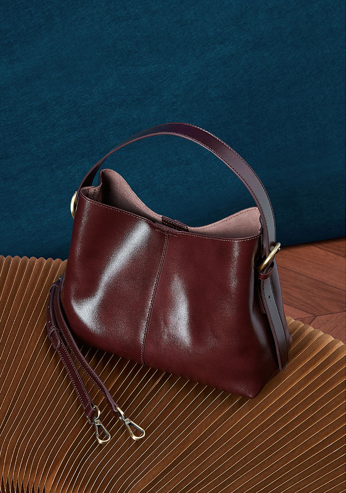 DEEPKEE 新款細紋油蠟牛皮單肩斜挎包 891 號