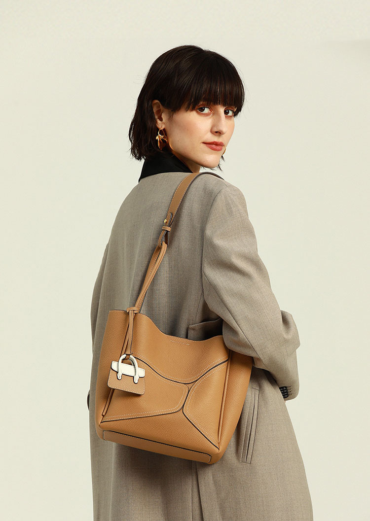 DEEPKEE original nubuck handmade full-grain genuine leather cowhide bag 斜挎大容量單肩牛皮水桶手提包 9236-D 號