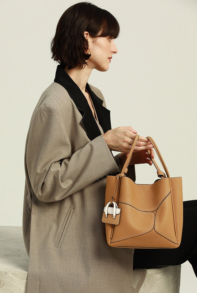 DEEPKEE original nubuck handmade full-grain genuine leather cowhide bag 斜挎大容量單肩牛皮水桶手提包 9236-D 號