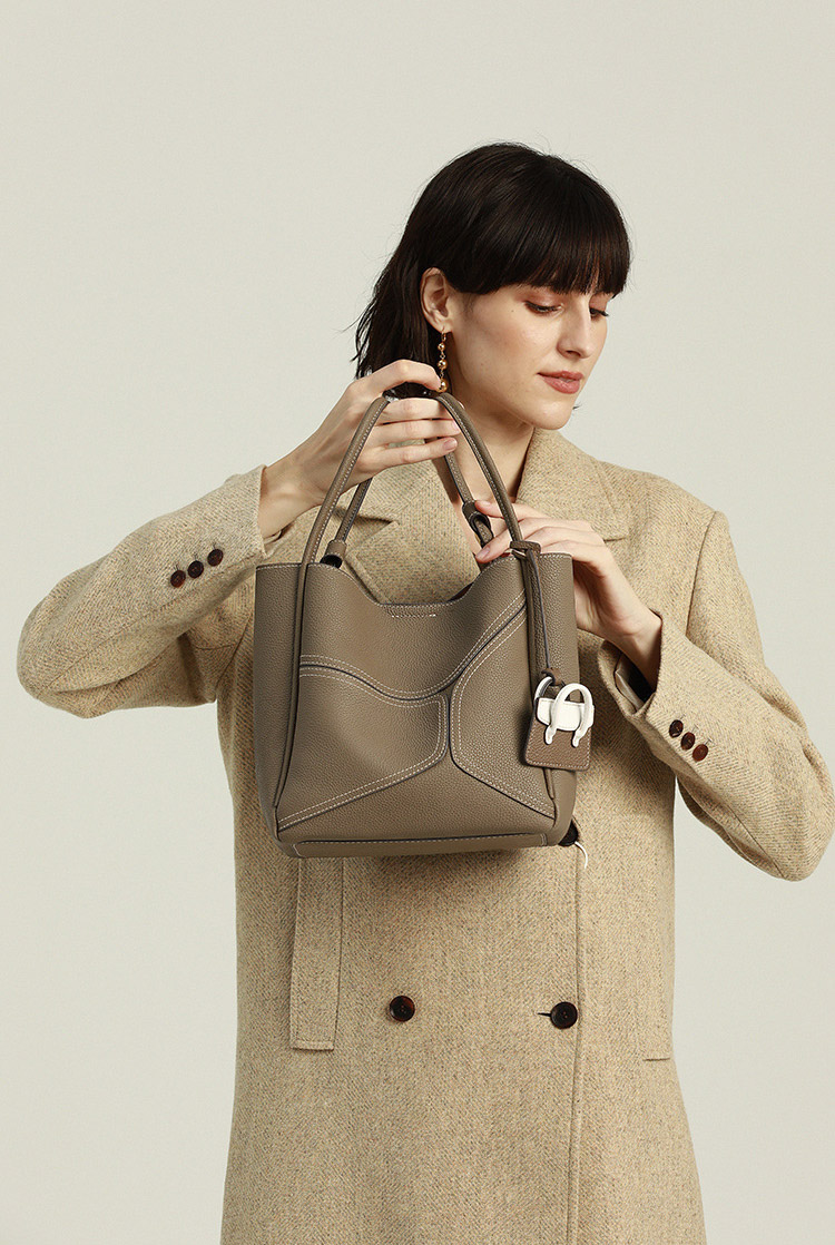 DEEPKEE original nubuck handmade full-grain genuine leather cowhide bag 斜挎大容量單肩牛皮水桶手提包 9236-D 號