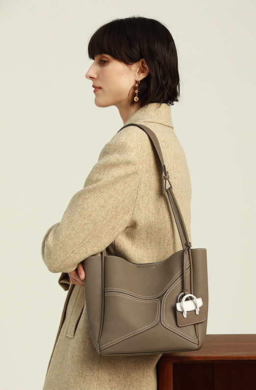 DEEPKEE original nubuck handmade full-grain genuine leather cowhide bag 斜挎大容量單肩牛皮水桶手提包 9236-D 號