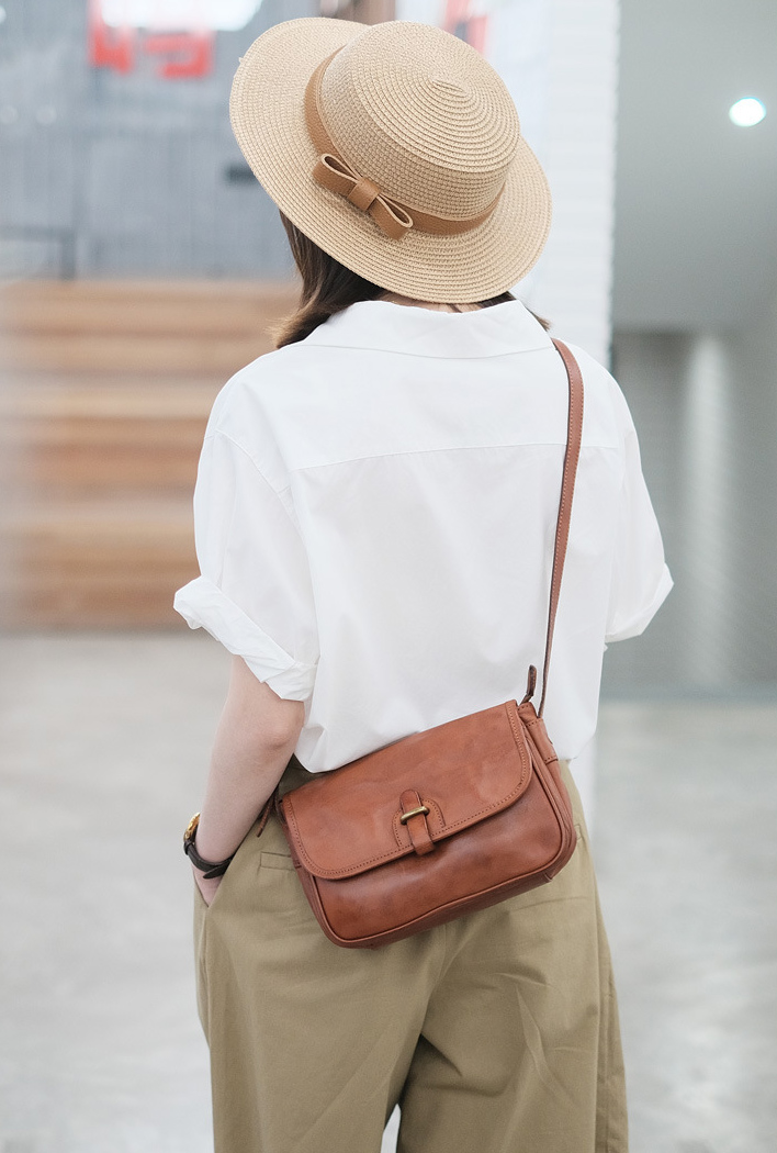 DEEPKEE original nubuck handmade full-grain genuine leather cowhide bag 新款質感通勤小方包真皮復古斜挎包 9264-D 號