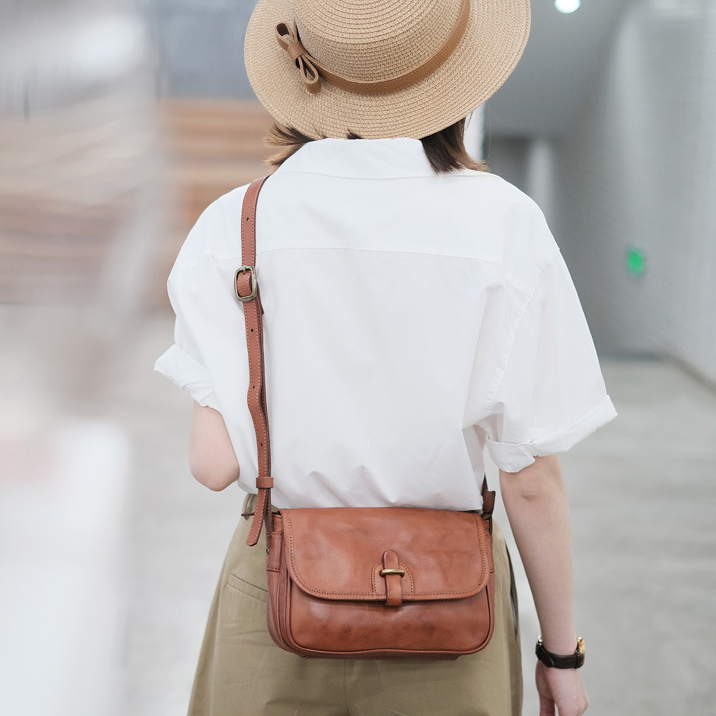 DEEPKEE original nubuck handmade full-grain genuine leather cowhide bag 新款質感通勤小方包真皮復古斜挎包 9264-D 號