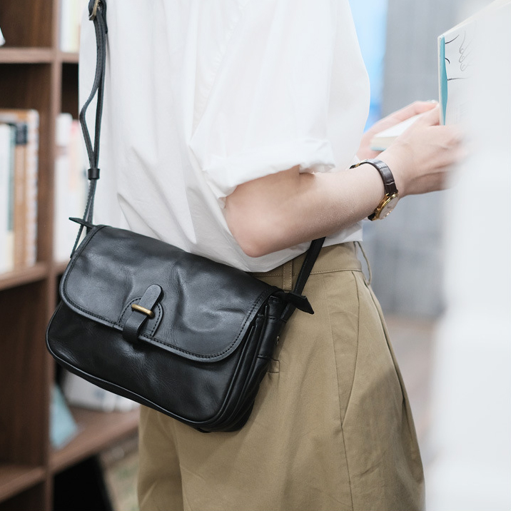 DEEPKEE original nubuck handmade full-grain genuine leather cowhide bag 新款質感通勤小方包真皮復古斜挎包 9264-D 號