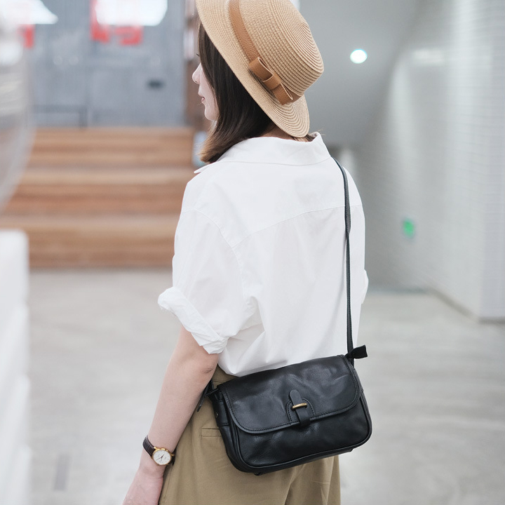 DEEPKEE original nubuck handmade full-grain genuine leather cowhide bag 新款質感通勤小方包真皮復古斜挎包 9264-D 號