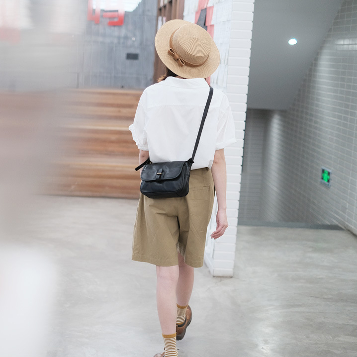 DEEPKEE original nubuck handmade full-grain genuine leather cowhide bag 新款質感通勤小方包真皮復古斜挎包 9264-D 號