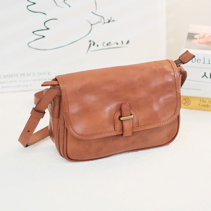 DEEPKEE original nubuck handmade full-grain genuine leather cowhide bag 新款質感通勤小方包真皮復古斜挎包 9264-D 號