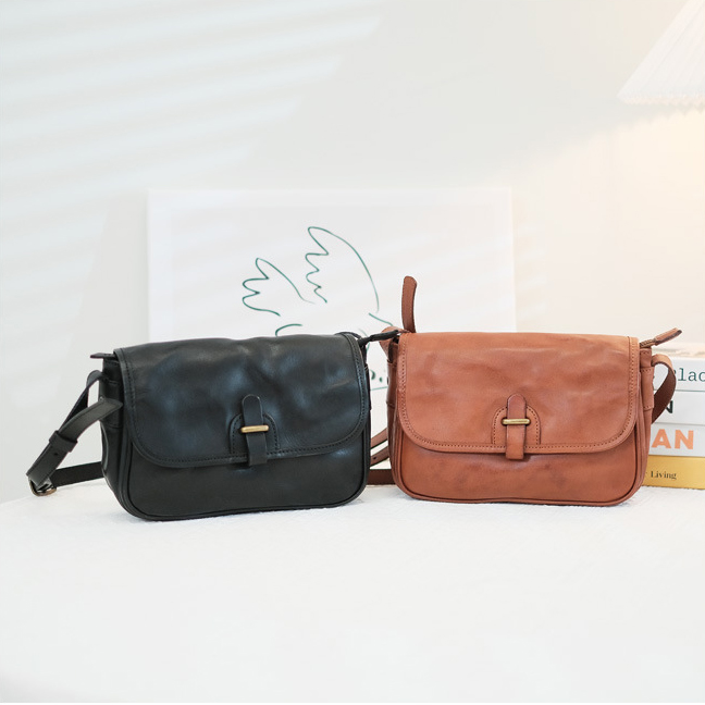 DEEPKEE original nubuck handmade full-grain genuine leather cowhide bag 新款質感通勤小方包真皮復古斜挎包 9264-D 號