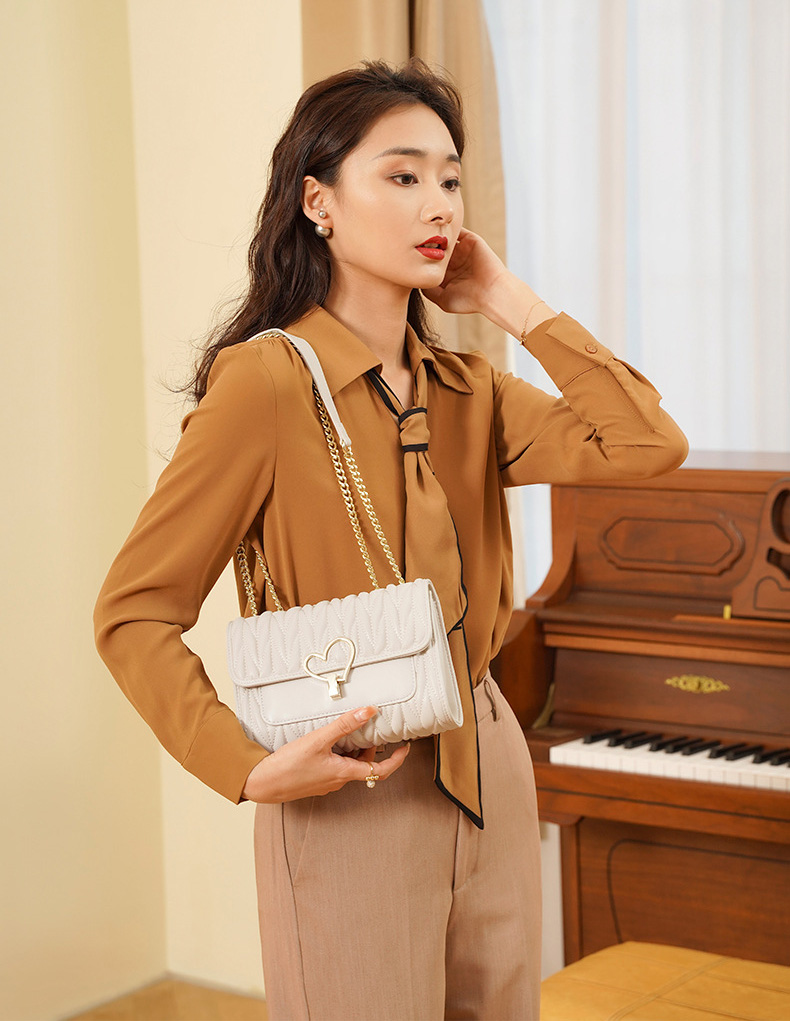 DEEPKEE original nubuck handmade full-grain genuine leather cowhide bag きんこ鍊條斜挎真皮包包 953168F 號