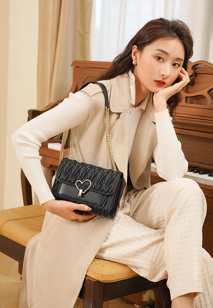 DEEPKEE original nubuck handmade full-grain genuine leather cowhide bag きんこ鍊條斜挎真皮包包 953168F 號