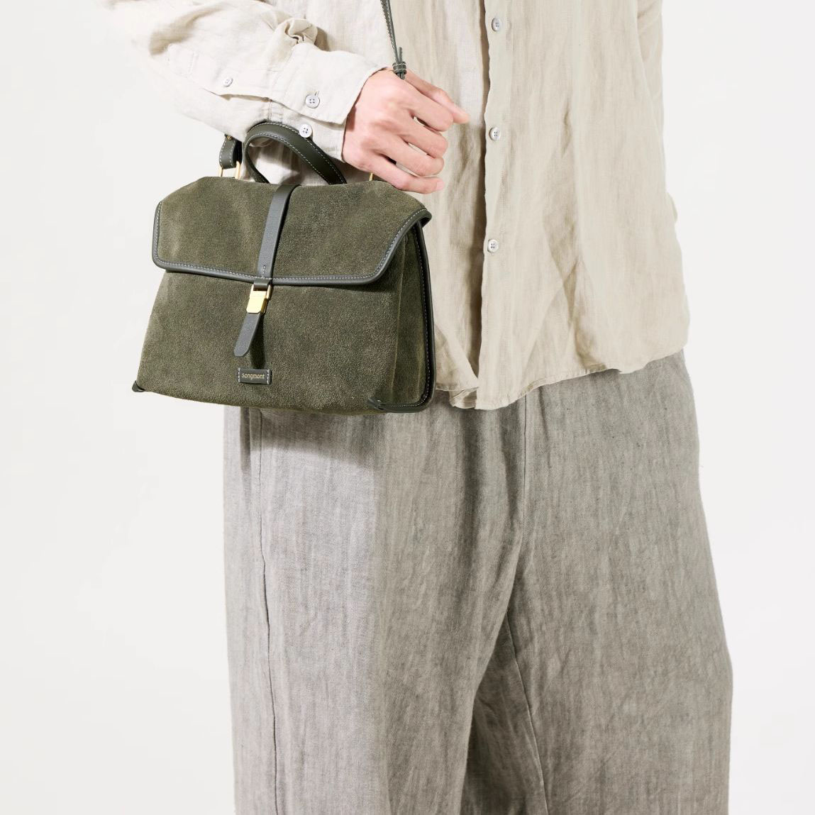 DEEPKEE-隨遊小挎包女古麂皮絨單肩斜挎手提包B24SX36Y01-66GS號