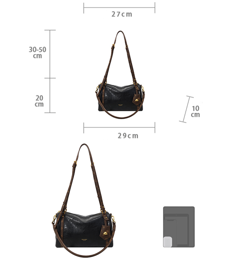 DEEPKEE original nubuck handmade full-grain genuine leather cowhide bag 黑夜騎士枕頭包 CD33238號