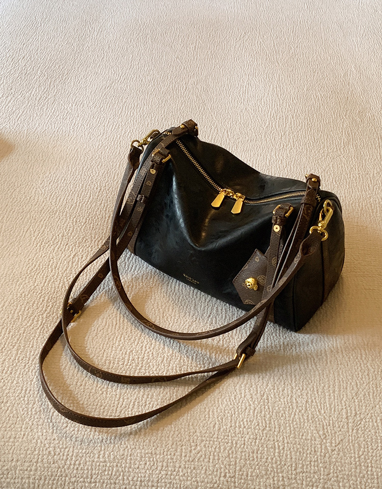 DEEPKEE original nubuck handmade full-grain genuine leather cowhide bag 黑夜騎士枕頭包 CD33238號