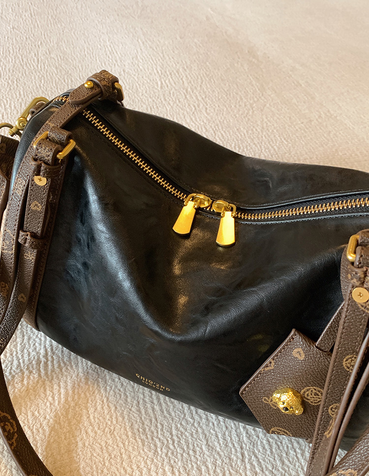 DEEPKEE original nubuck handmade full-grain genuine leather cowhide bag 黑夜騎士枕頭包 CD33238號