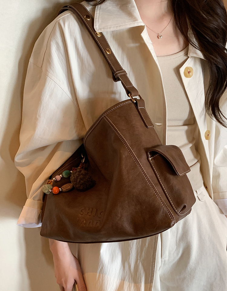 DEEPKEE original nubuck handmade full-grain genuine leather cowhide bag 燕麥暖調托特包 CD33272號