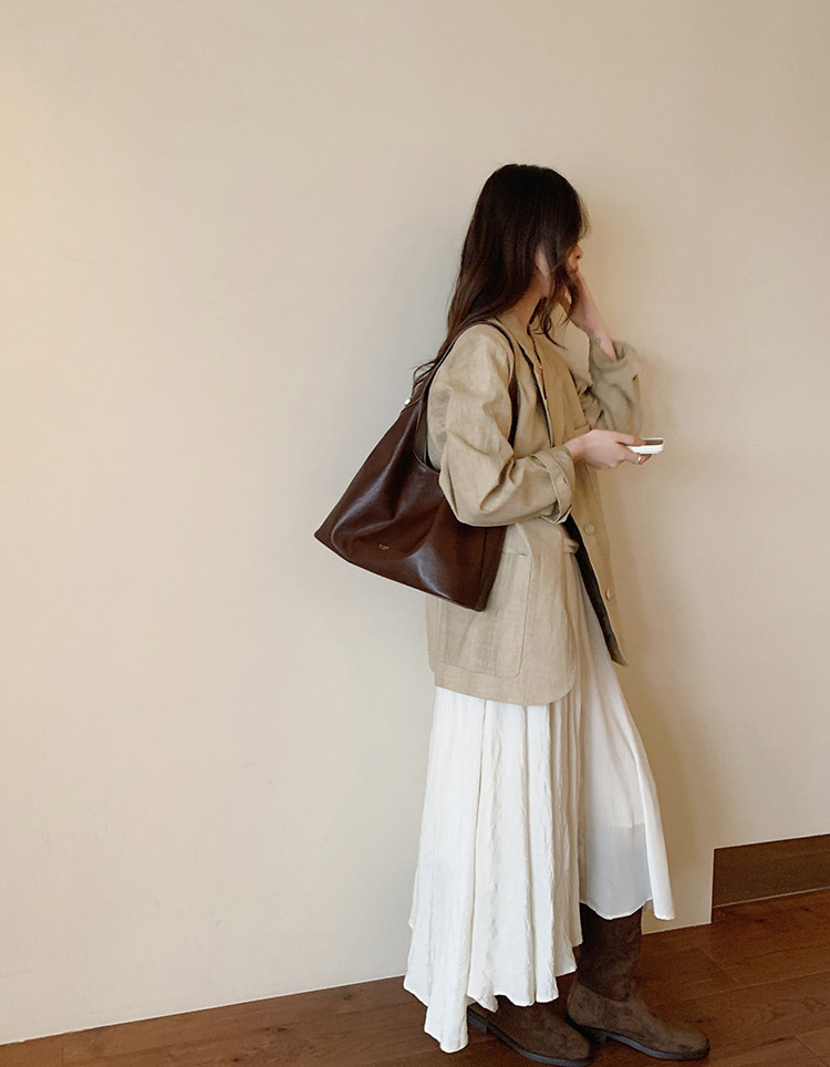 DEEPKEE original nubuck handmade full-grain genuine leather cowhide bag 秋露暖陽托特包 CD33352號