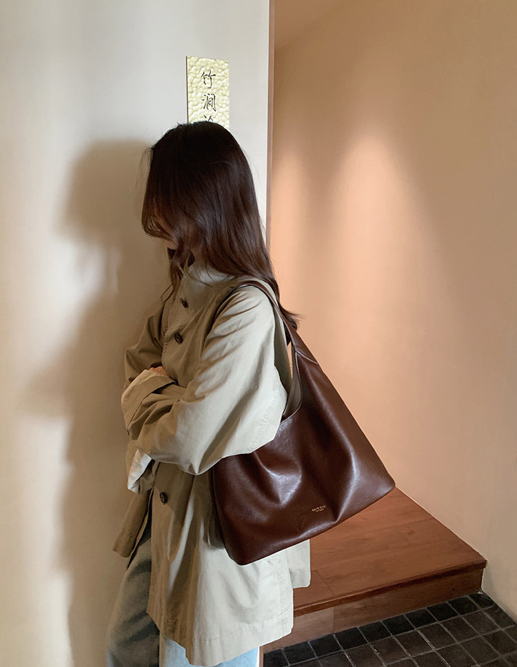DEEPKEE original nubuck handmade full-grain genuine leather cowhide bag 秋露暖陽托特包 CD33352號