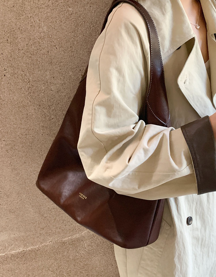 DEEPKEE original nubuck handmade full-grain genuine leather cowhide bag 秋露暖陽托特包 CD33352號