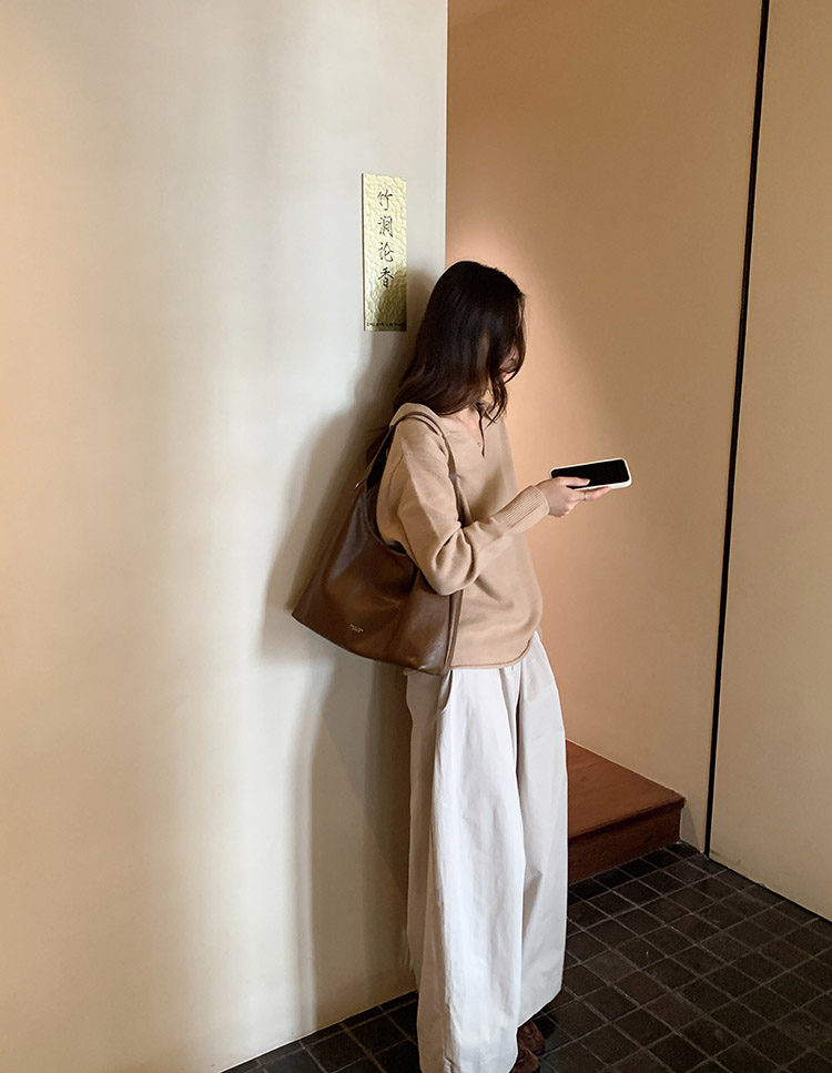 DEEPKEE original nubuck handmade full-grain genuine leather cowhide bag 秋露暖陽托特包 CD33352號