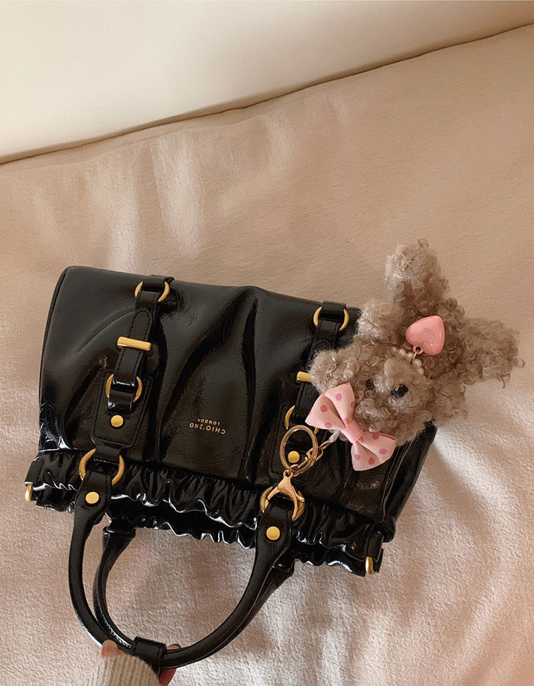 DEEPKEE original nubuck handmade full-grain genuine leather cowhide bag 黑皮大小姐托特包復古褶皺手提包 CD33385號