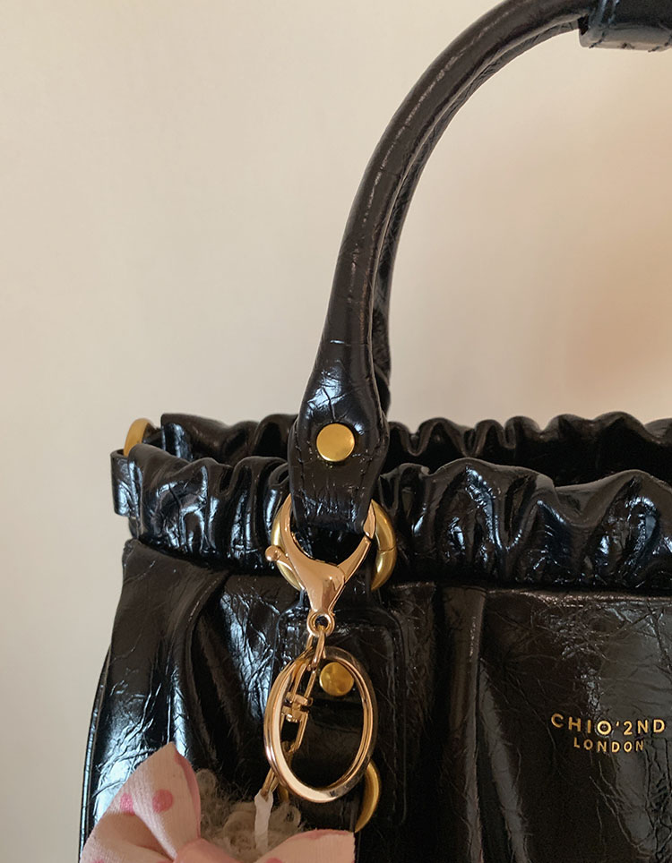 DEEPKEE original nubuck handmade full-grain genuine leather cowhide bag 黑皮大小姐托特包復古褶皺手提包 CD33385號