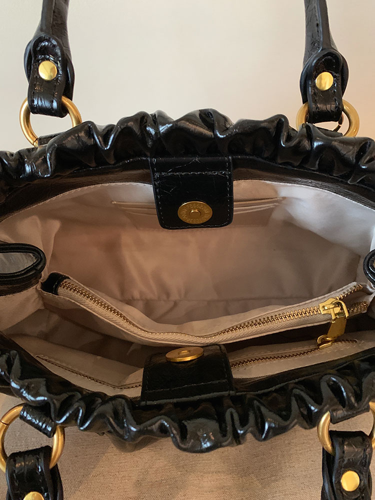 DEEPKEE original nubuck handmade full-grain genuine leather cowhide bag 黑皮大小姐托特包復古褶皺手提包 CD33385號