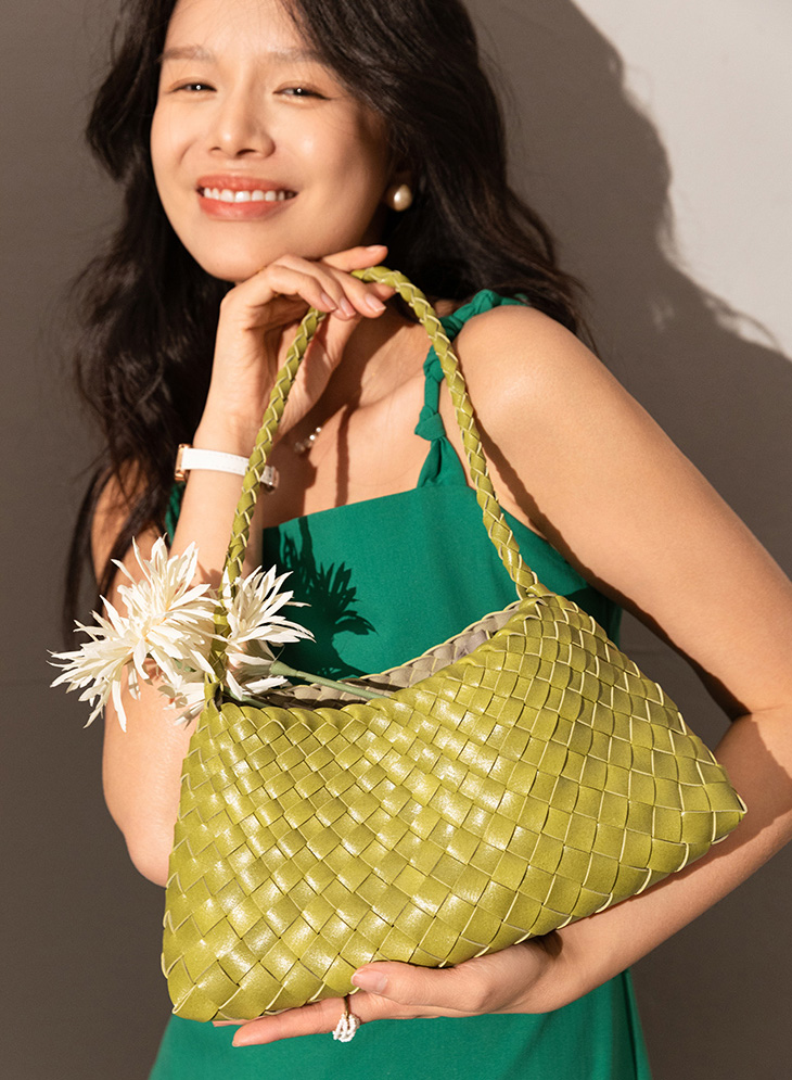 DEEPKEE original nubuck handmade full-grain genuine leather cowhide bag 手工編織包款度假菜籃子女包 CR20 號