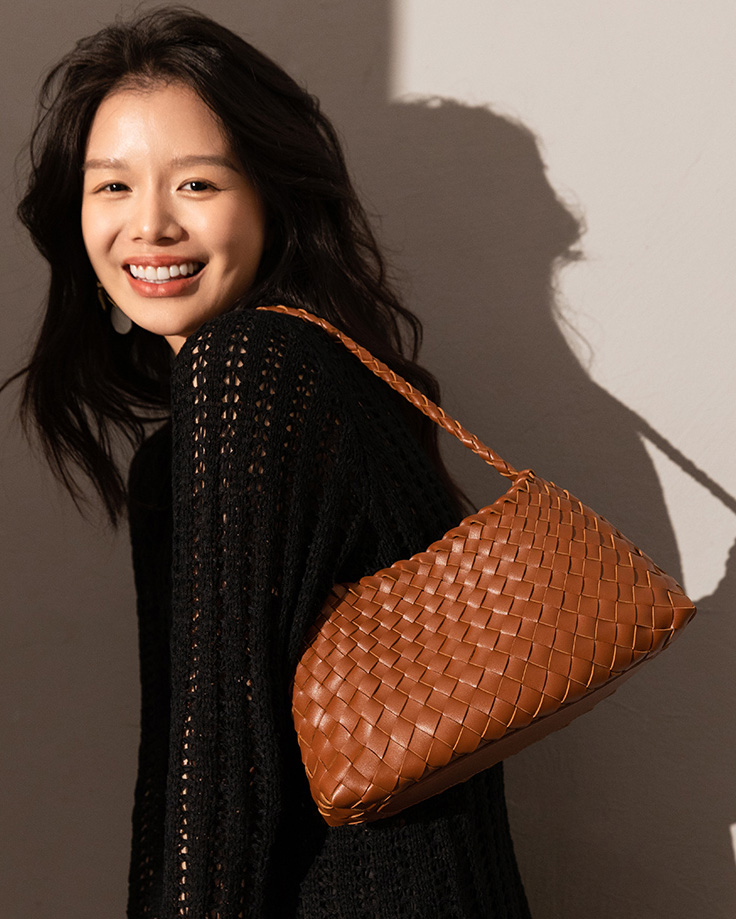 DEEPKEE original nubuck handmade full-grain genuine leather cowhide bag 手工編織包款度假菜籃子女包 CR20 號