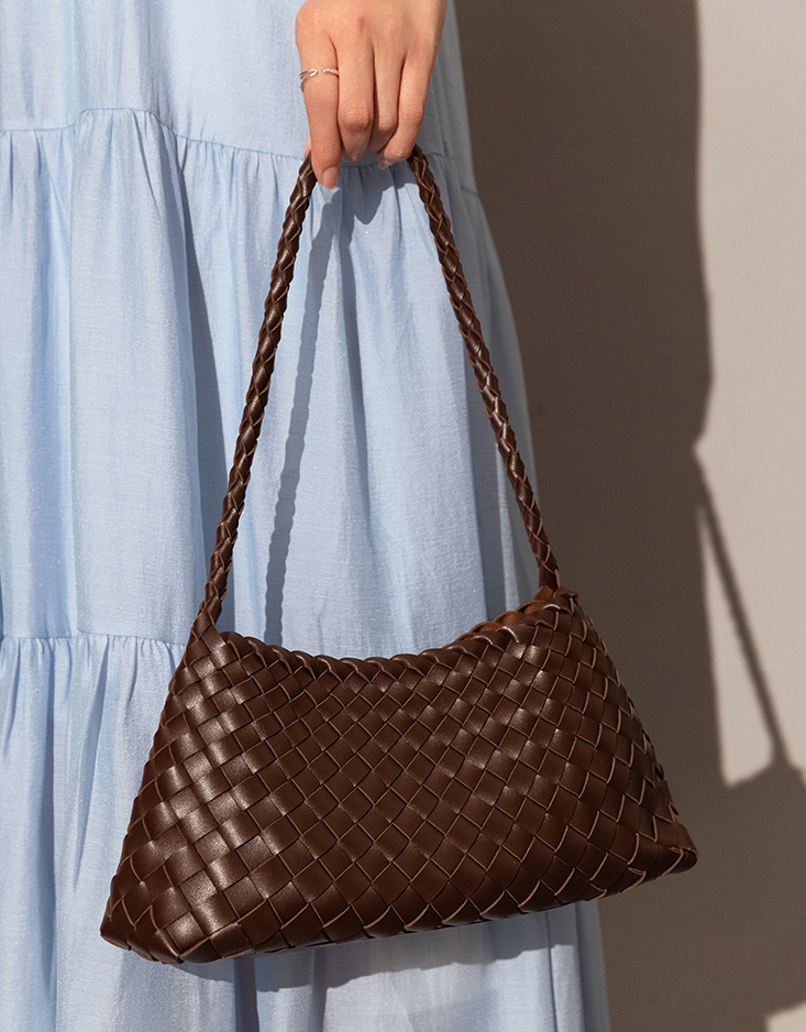 DEEPKEE original nubuck handmade full-grain genuine leather cowhide bag 手工編織包款度假菜籃子女包 CR20 號