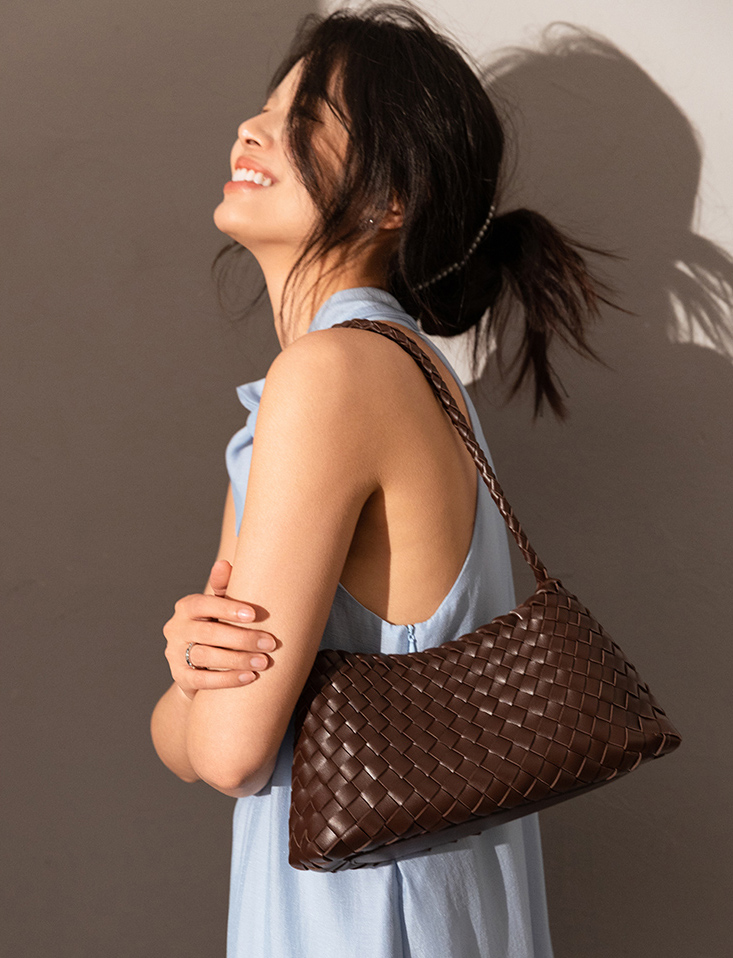 DEEPKEE original nubuck handmade full-grain genuine leather cowhide bag 手工編織包款度假菜籃子女包 CR20 號