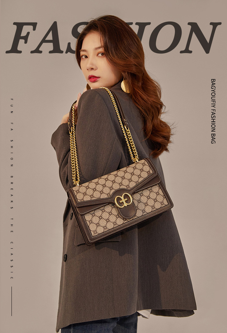 DEEPKEE original nubuck handmade full-grain genuine leather cowhide bag 新款單肩斜挎時尚鍊條包しゅじん手提包 GH-6287 號