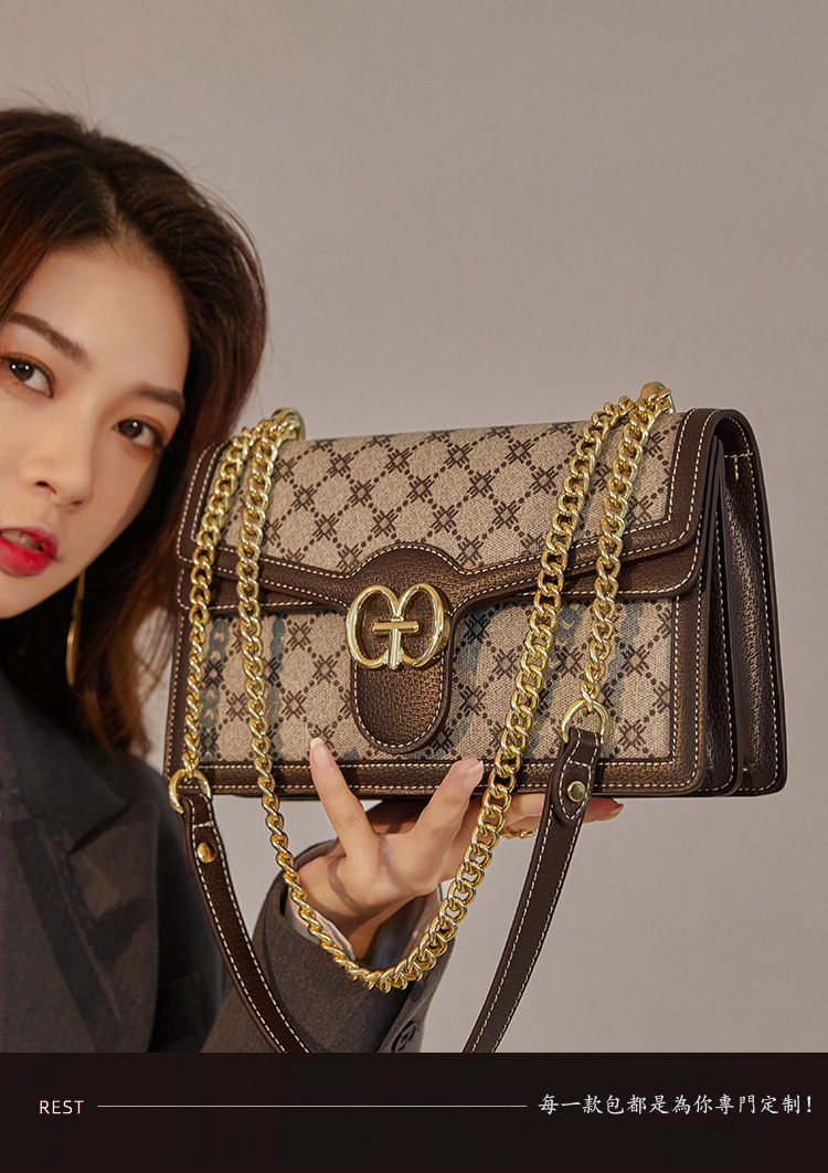 DEEPKEE original nubuck handmade full-grain genuine leather cowhide bag 新款單肩斜挎時尚鍊條包しゅじん手提包 GH-6287 號