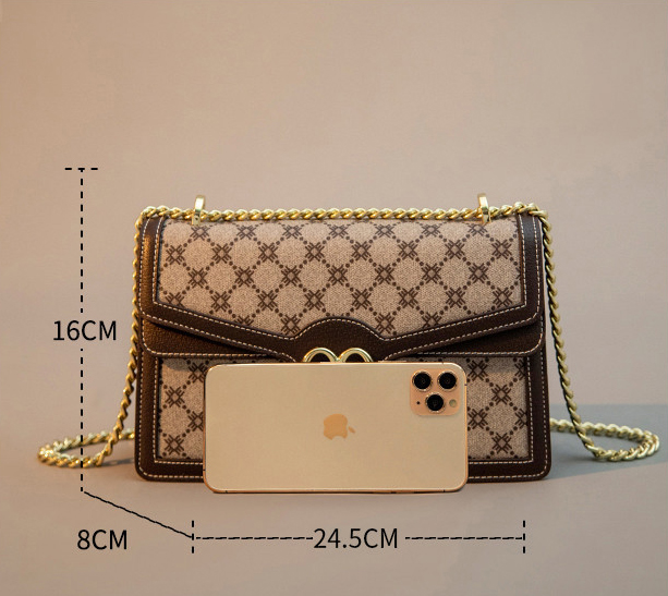 DEEPKEE original nubuck handmade full-grain genuine leather cowhide bag 新款單肩斜挎時尚鍊條包しゅじん手提包 GH-6287 號