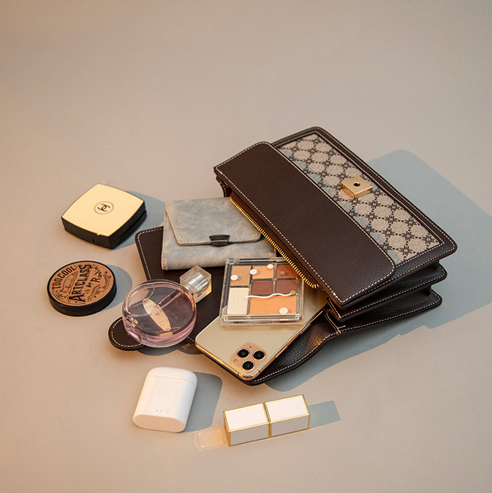 DEEPKEE original nubuck handmade full-grain genuine leather cowhide bag 新款單肩斜挎時尚鍊條包しゅじん手提包 GH-6287 號