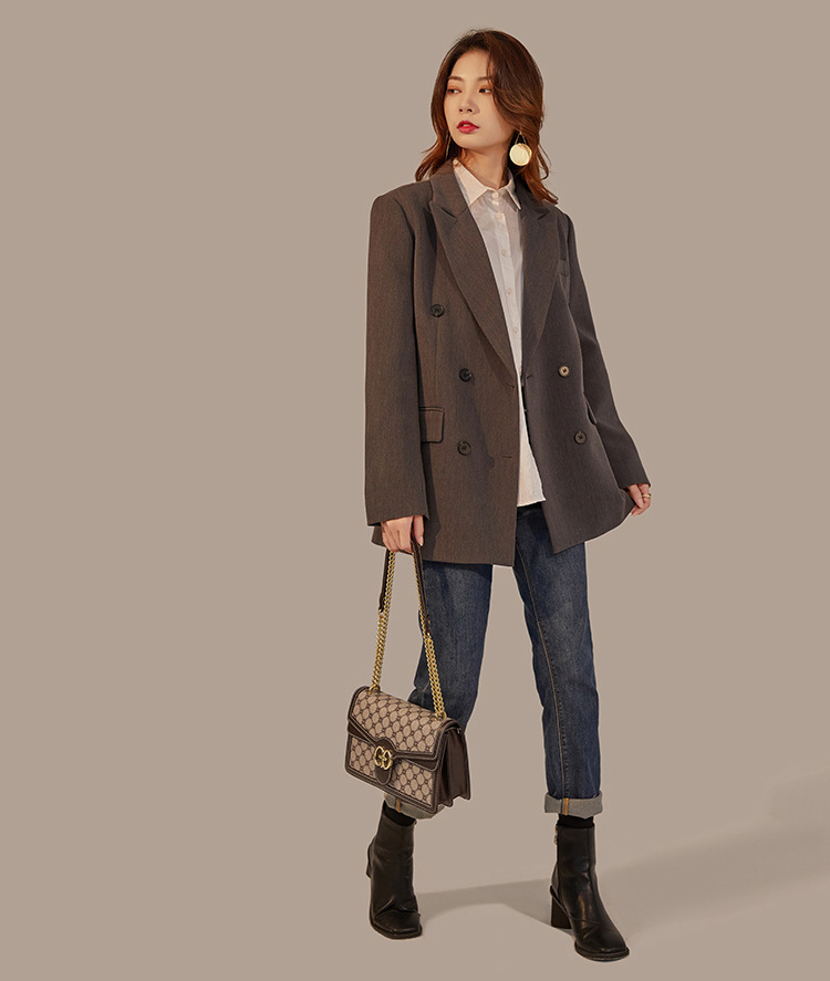 DEEPKEE original nubuck handmade full-grain genuine leather cowhide bag 新款單肩斜挎時尚鍊條包しゅじん手提包 GH-6287 號