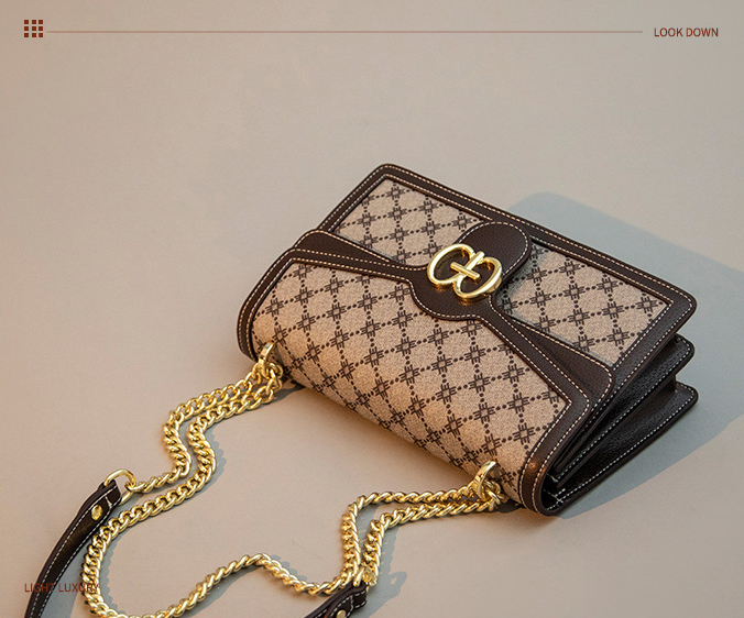 DEEPKEE original nubuck handmade full-grain genuine leather cowhide bag 新款單肩斜挎時尚鍊條包しゅじん手提包 GH-6287 號