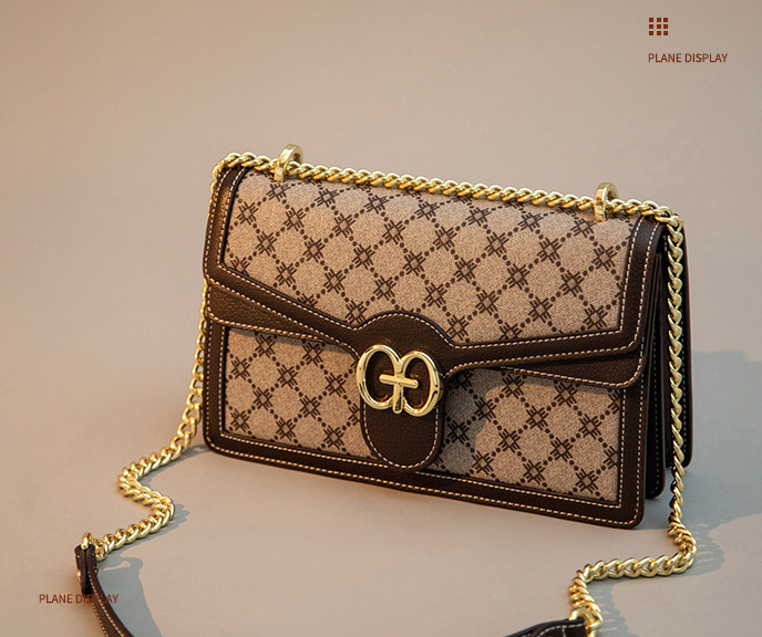 DEEPKEE original nubuck handmade full-grain genuine leather cowhide bag 新款單肩斜挎時尚鍊條包しゅじん手提包 GH-6287 號