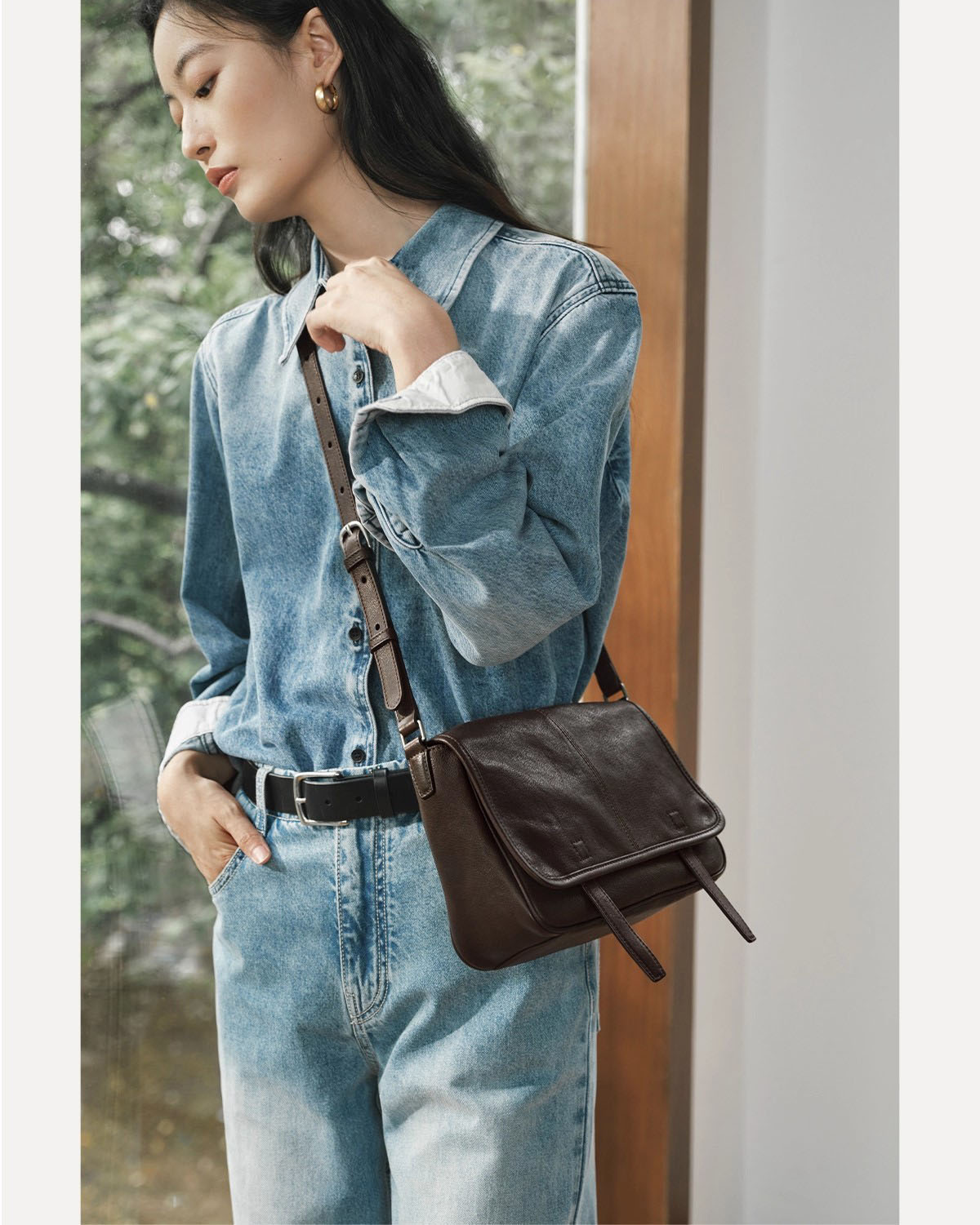 DEEPKEE original nubuck handmade full-grain genuine leather cowhide bag 植鞣牛皮信使郵差包 休閒萬搭復古 HU6758 號