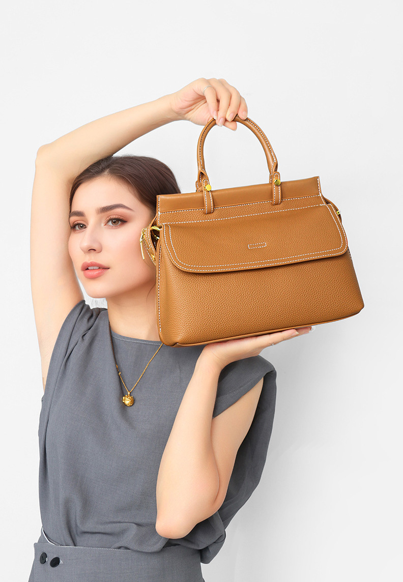 DEEPKEE original nubuck handmade full-grain genuine leather cowhide bag 百搭真皮女士手提包 L2404 號