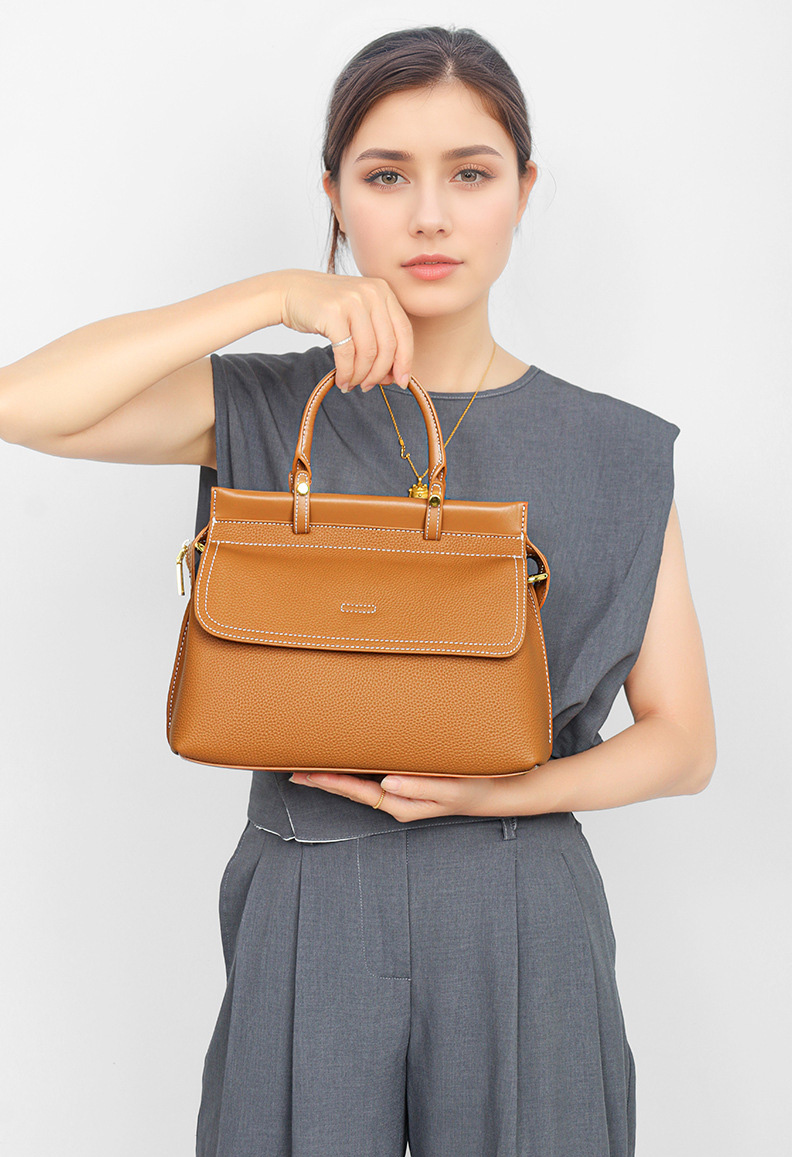 DEEPKEE original nubuck handmade full-grain genuine leather cowhide bag 百搭真皮女士手提包 L2404 號