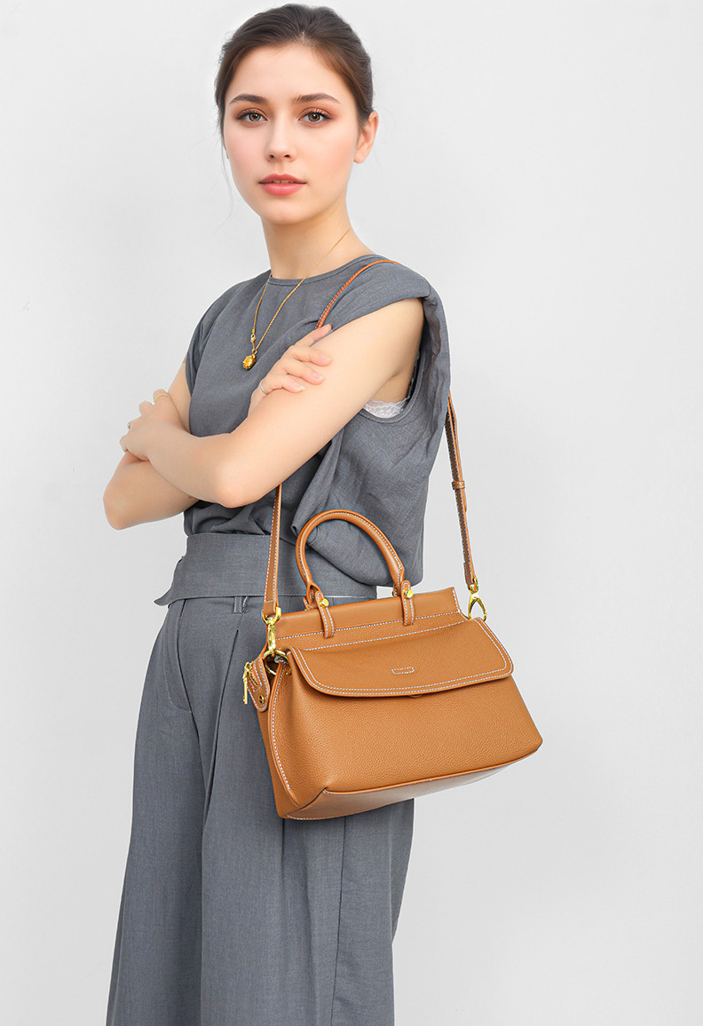 DEEPKEE original nubuck handmade full-grain genuine leather cowhide bag 百搭真皮女士手提包 L2404 號