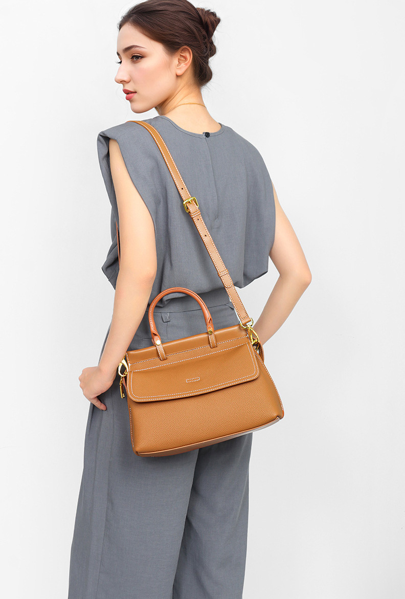 DEEPKEE original nubuck handmade full-grain genuine leather cowhide bag 百搭真皮女士手提包 L2404 號