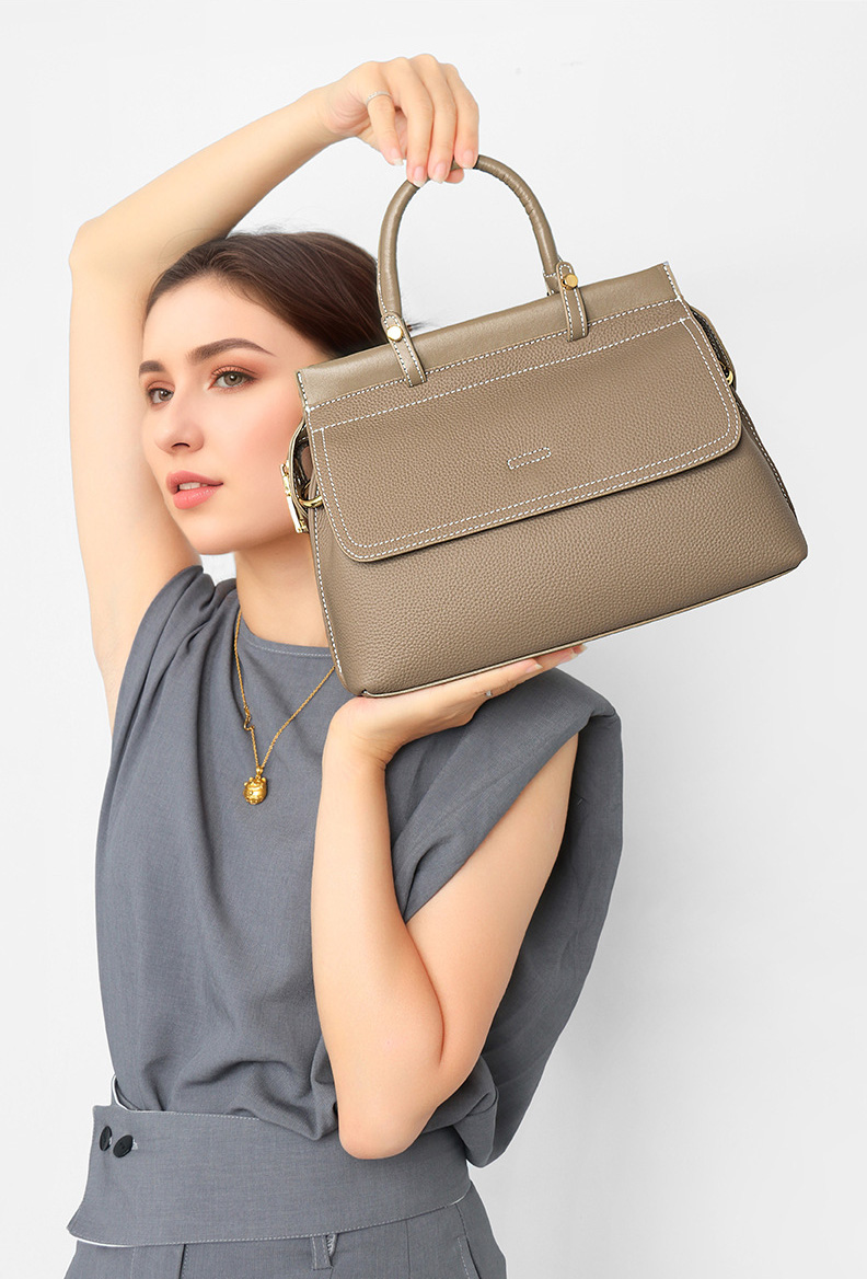 DEEPKEE original nubuck handmade full-grain genuine leather cowhide bag 百搭真皮女士手提包 L2404 號