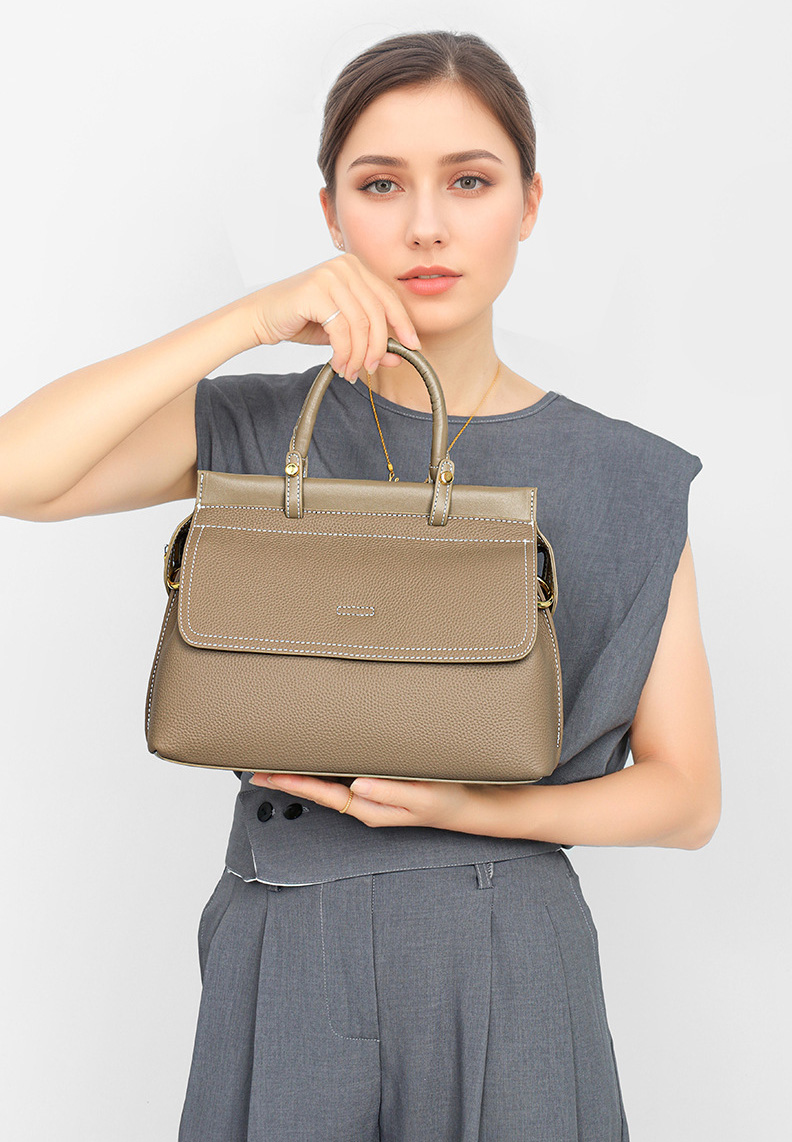DEEPKEE original nubuck handmade full-grain genuine leather cowhide bag 百搭真皮女士手提包 L2404 號